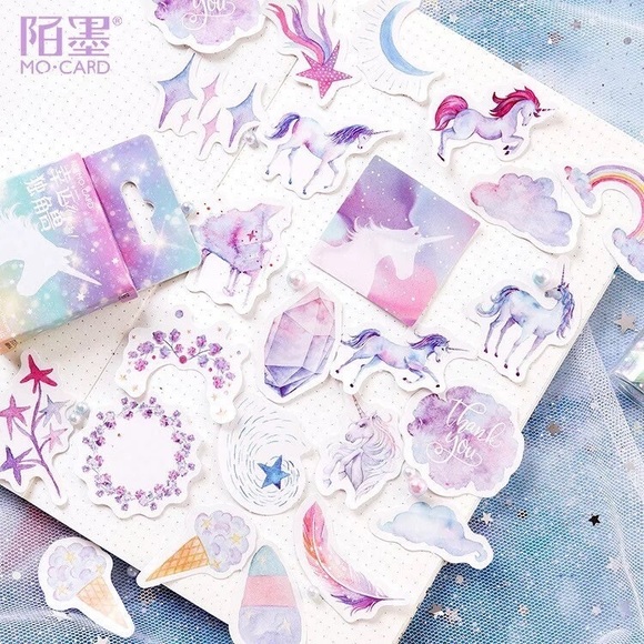 Dreamy Fairytale, Pastel Unicorn Stickers, 46 Deco Stickers - Picture 3 of 9